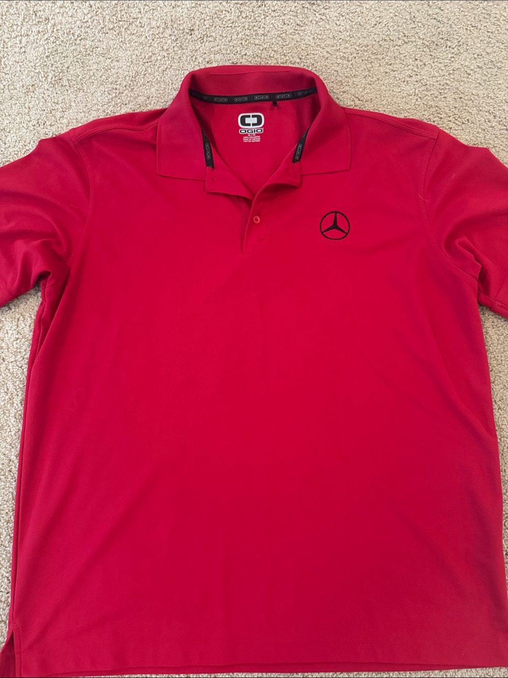 OGIO Men's Red Polo with Mercedes Logo